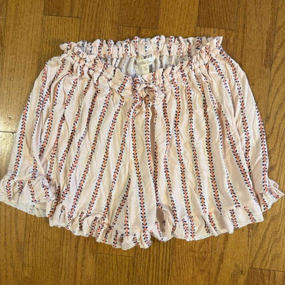 Matilda Jane Ruffle Hem White Colorful Patterned Shorts Women’s Size M - Picture 1 of 5